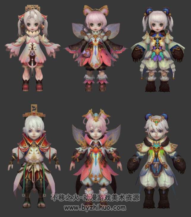 一组精美漂亮的3D角色模型