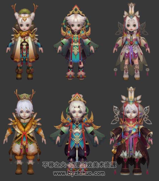 一组精美漂亮的3D角色模型