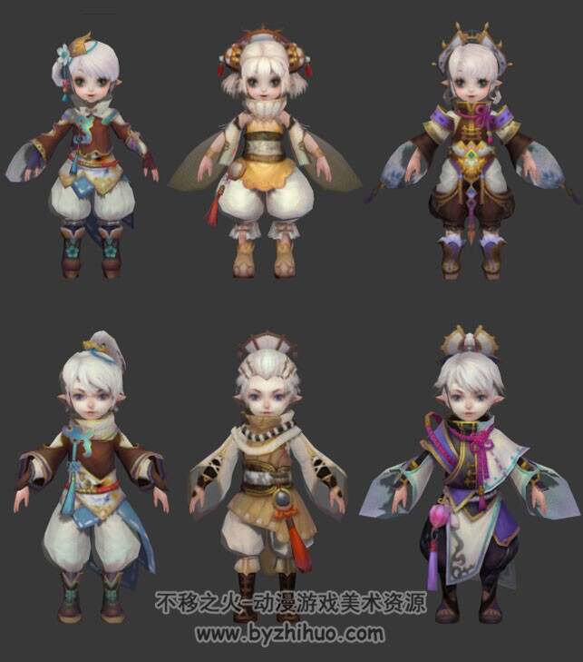 一组精美漂亮的3D角色模型