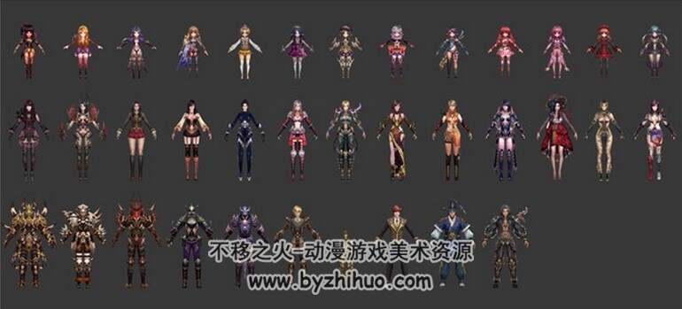 36个日韩风格游戏主角模型 萝莉御姐帅哥人物3D模型