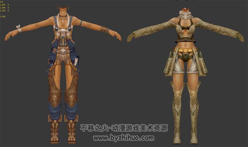 卓越之剑男女主角套装时装模型 3Dmax合集