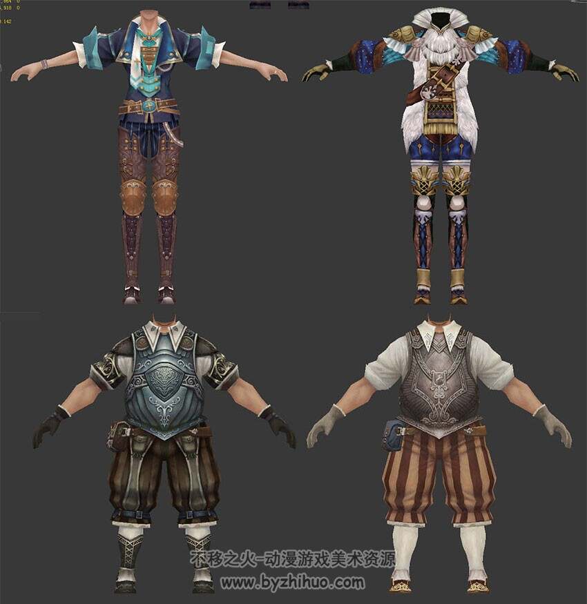 卓越之剑男女主角套装时装模型 3Dmax合集