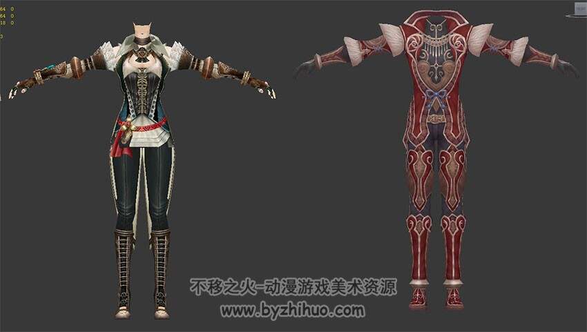 卓越之剑男女主角套装时装模型 3Dmax合集