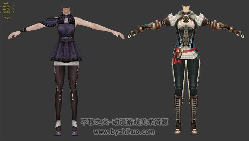 卓越之剑男女主角套装时装模型 3Dmax合集