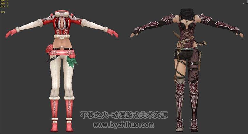 卓越之剑男女主角套装时装模型 3Dmax合集