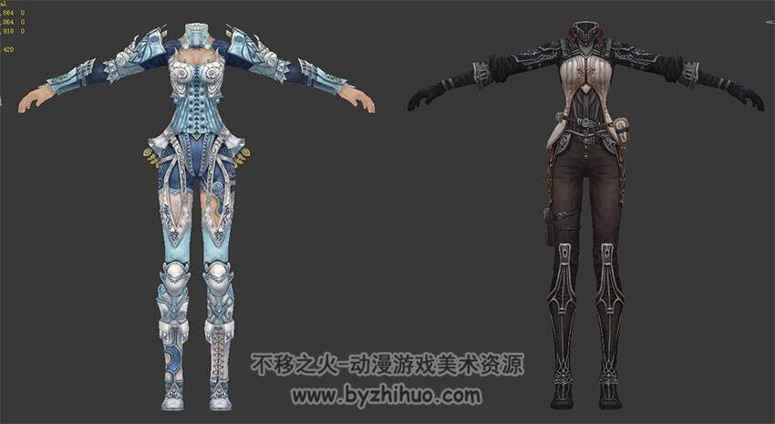 卓越之剑男女主角套装时装模型 3Dmax合集