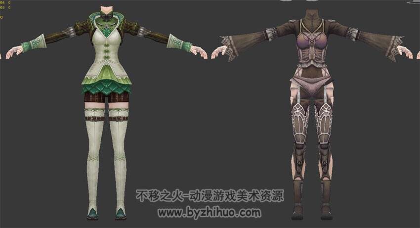 卓越之剑男女主角套装时装模型 3Dmax合集