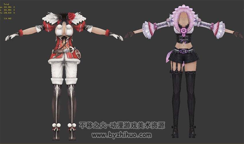 卓越之剑男女主角套装时装模型 3Dmax合集