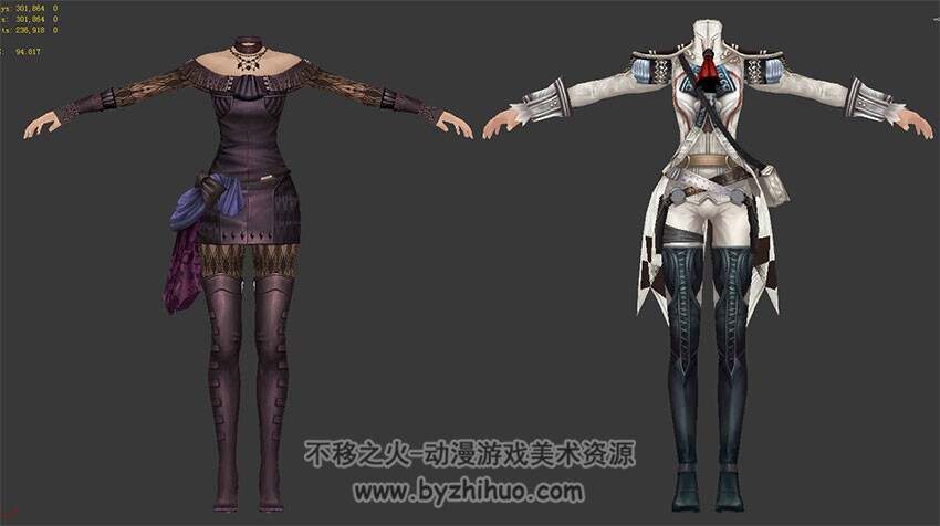 卓越之剑男女主角套装时装模型 3Dmax合集