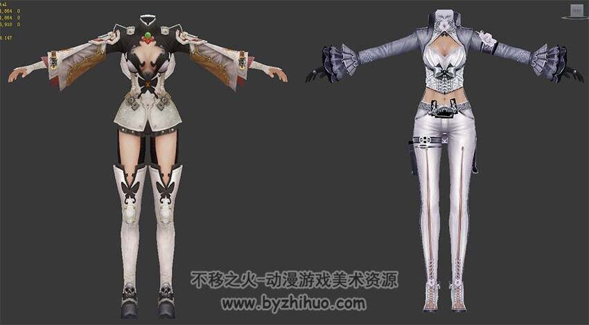 卓越之剑男女主角套装时装模型 3Dmax合集