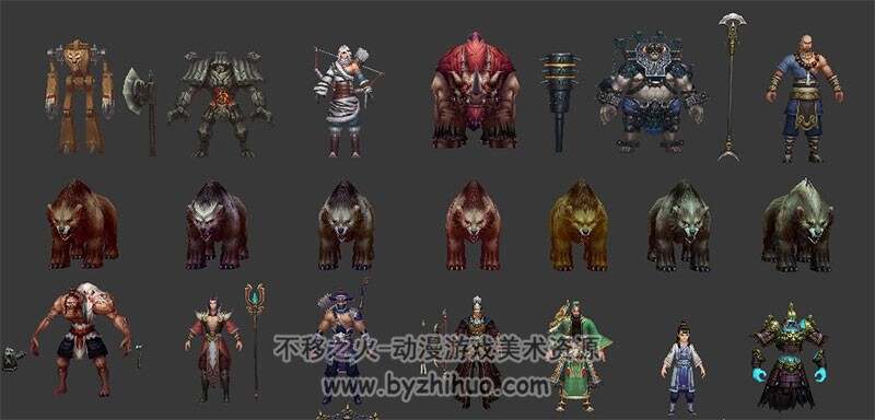 22个武侠风格角色模型 带动作