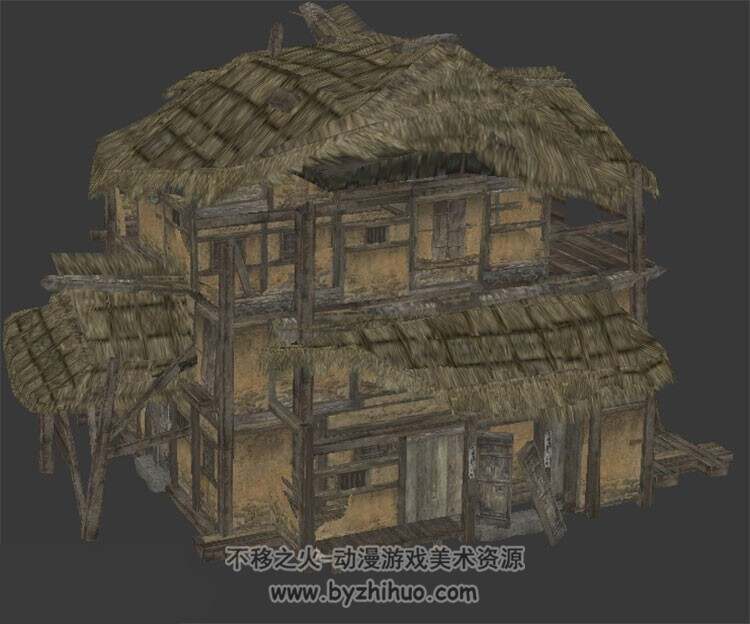 几个茅草屋模型