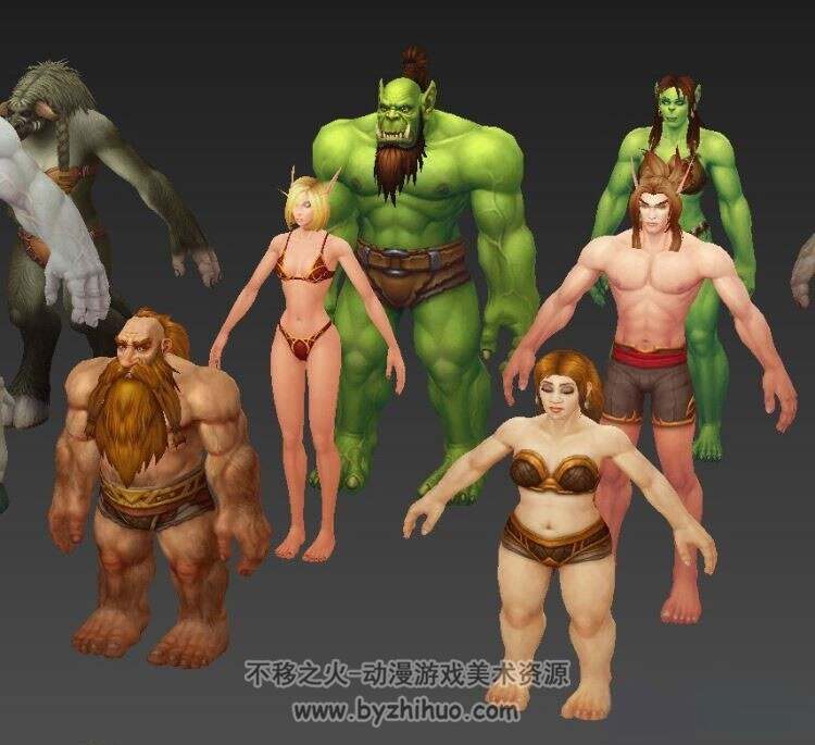 魔兽世界全新全种族3Dmax素体模型 附赠摩托车一枚