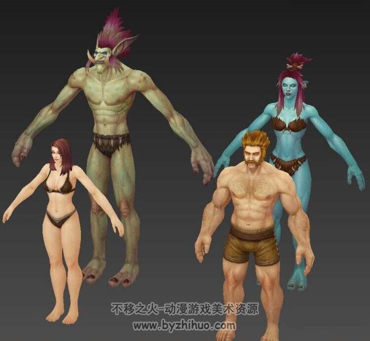 魔兽世界全新全种族3Dmax素体模型 附赠摩托车一枚
