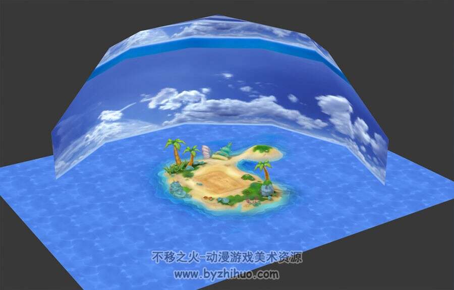 沙漠战斗地图 Q版小海岛场景模型