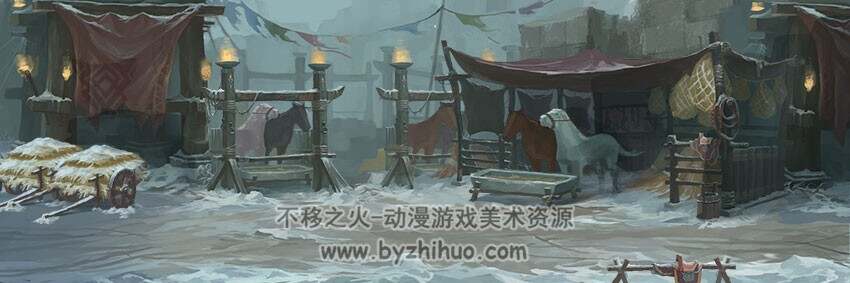 【斩魂】横版地图资源 场景原画+道具 含PSD