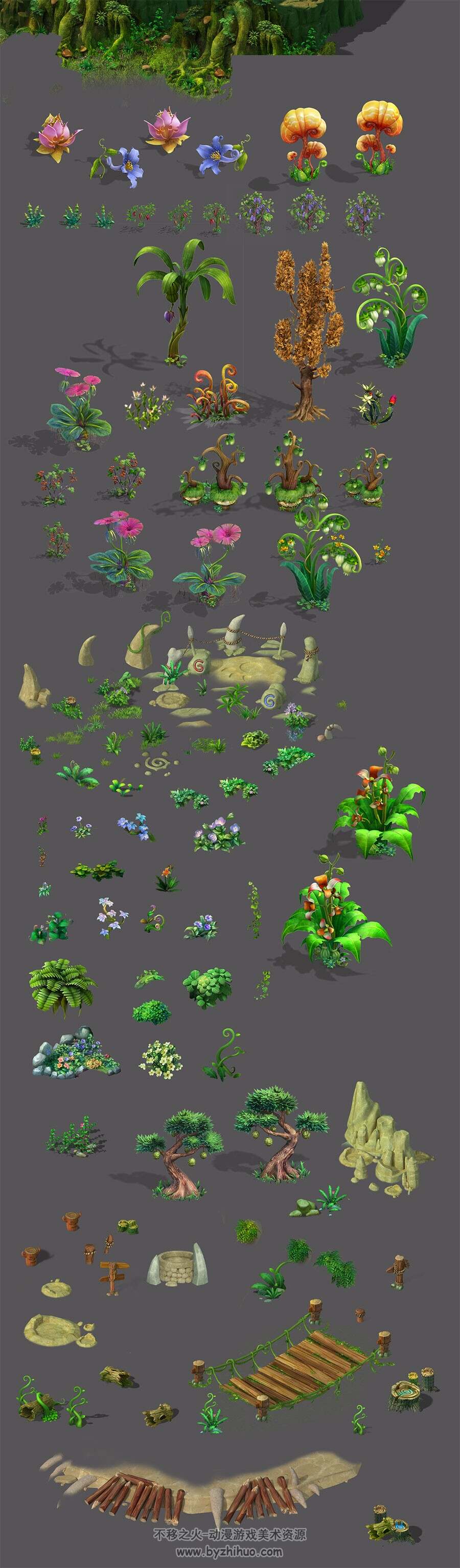 三转二 Q版植物 PSD格式 游戏场景修图素材