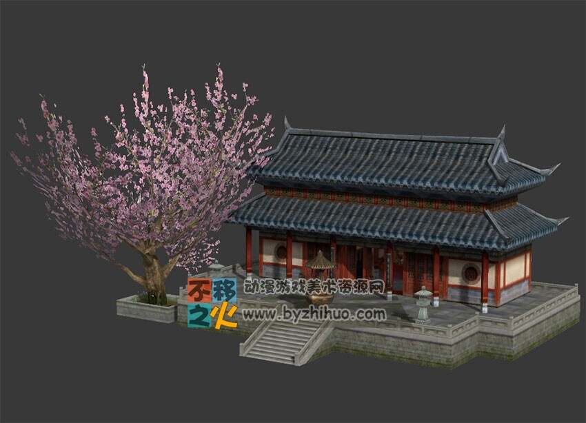 中国古代 寺院 游戏模型
