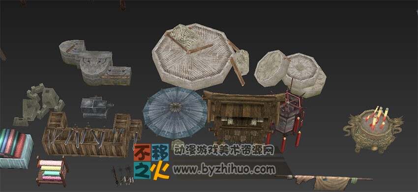 古代集市摊位物件 MAX模型合集