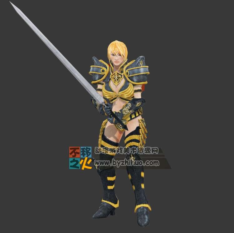 次世代女战士模型 28套骨骼动画 游戏角色模型
