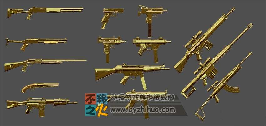 Max Payne 3 golden guns 马克思佩恩3 黄金枪械模型合集