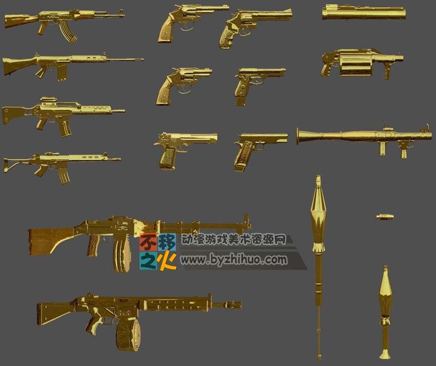 Max Payne 3 golden guns 马克思佩恩3 黄金枪械模型合集