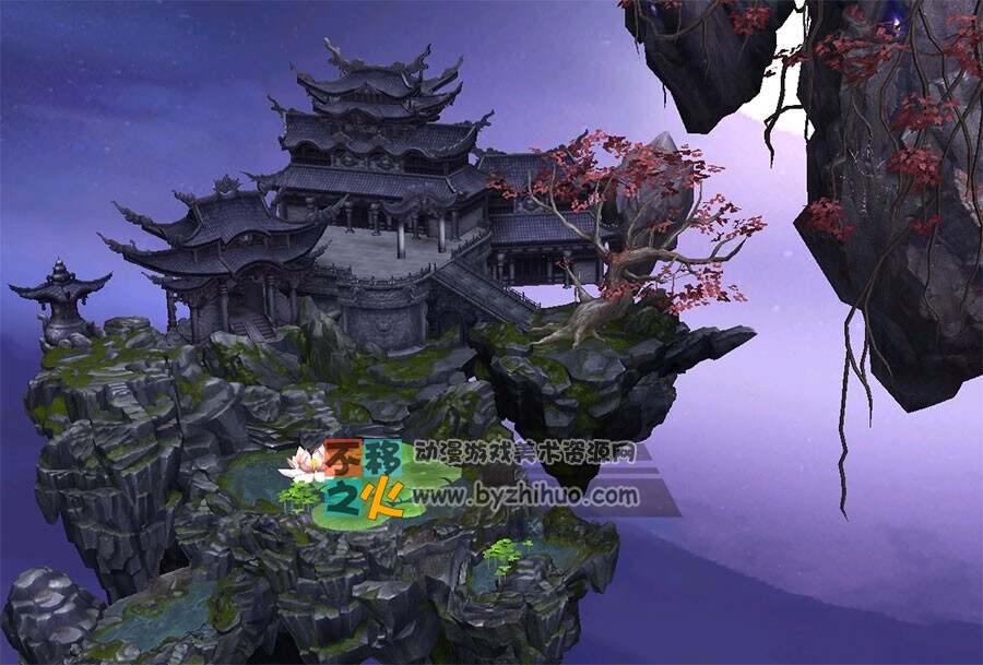 中国风武侠游戏 仙境般3D场景模型