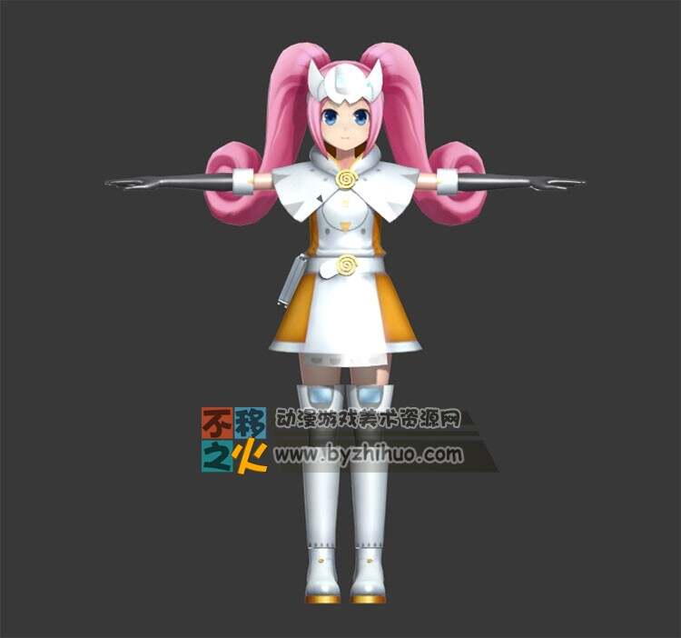 粉红卷发少女3D模型