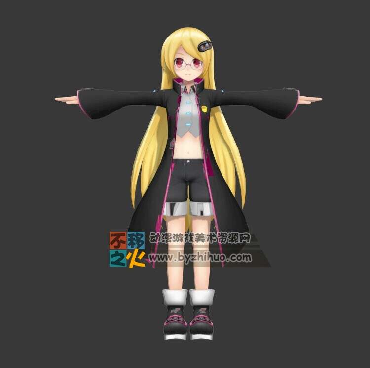 金发眼镜萝莉3D模型
