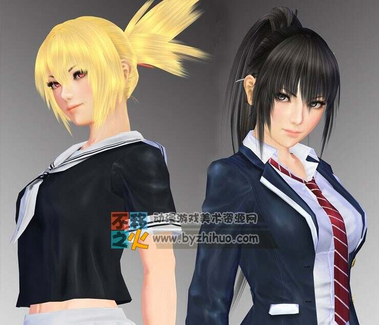 巫剑神威控 美女高中生 suzuka+misa 次世代3D模型