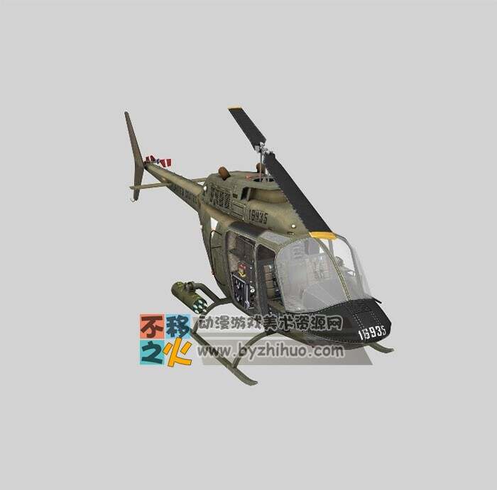 军用直升机Bell OH-58 Kiowa 带内部 3D模型