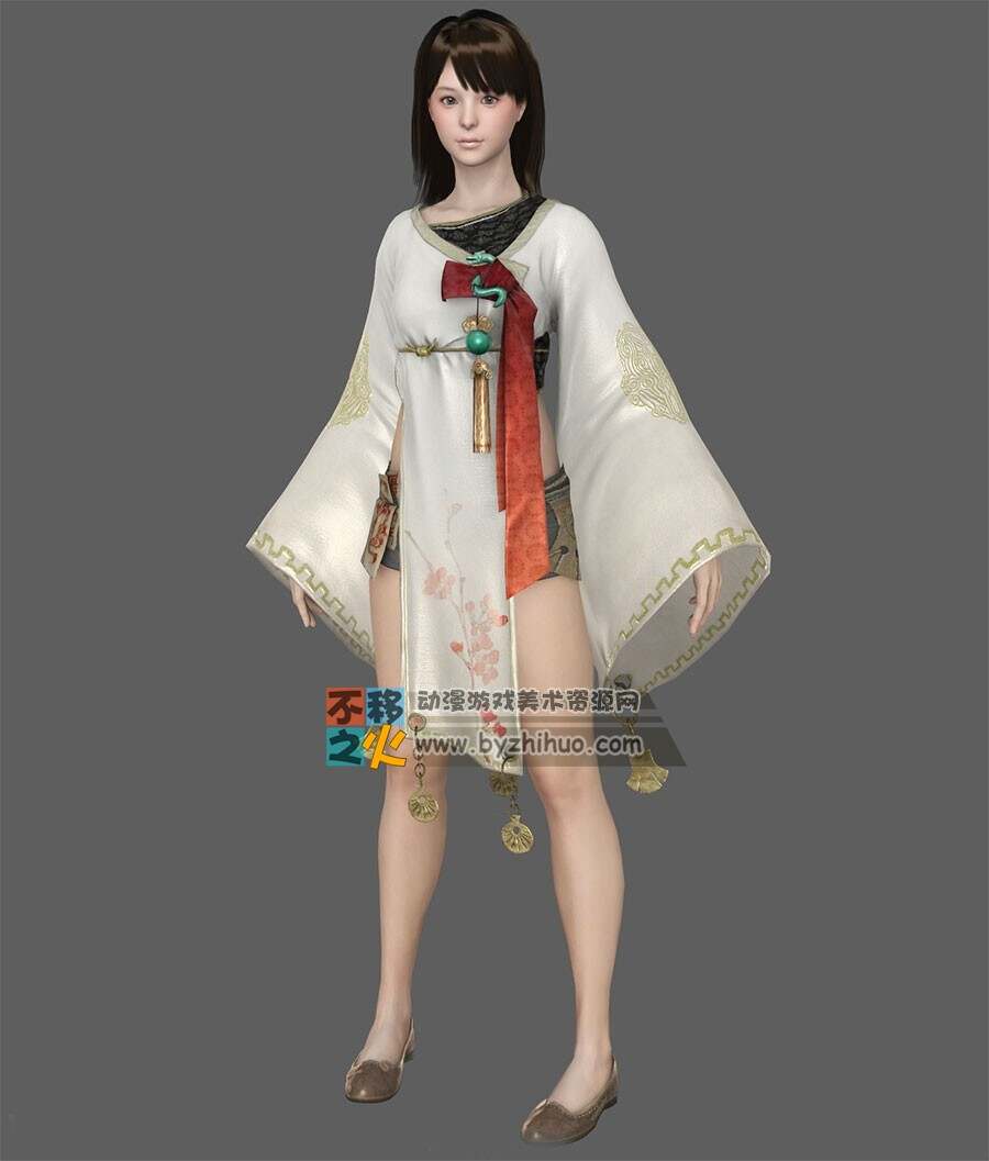 白衣少女黑沙girl 3D模型