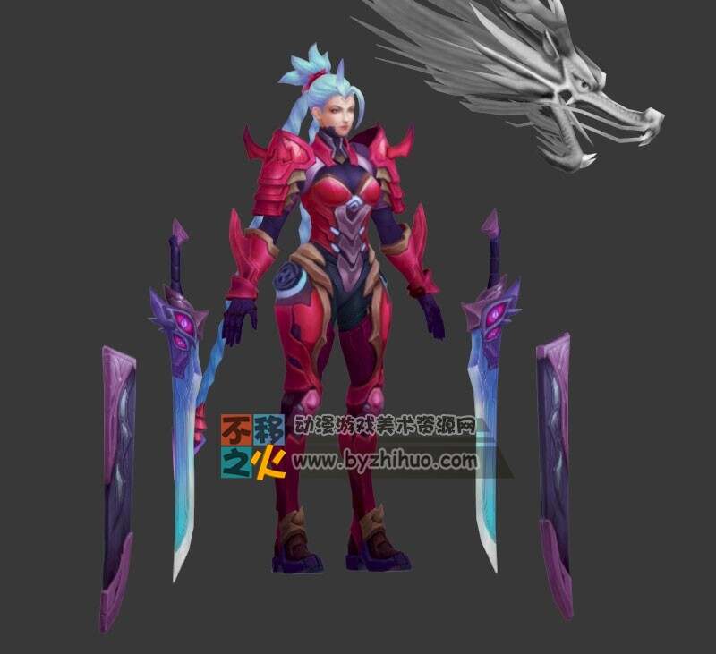 王者荣耀 台服版 宫本武藏 「血煞修羅斬」愛里 3D模型