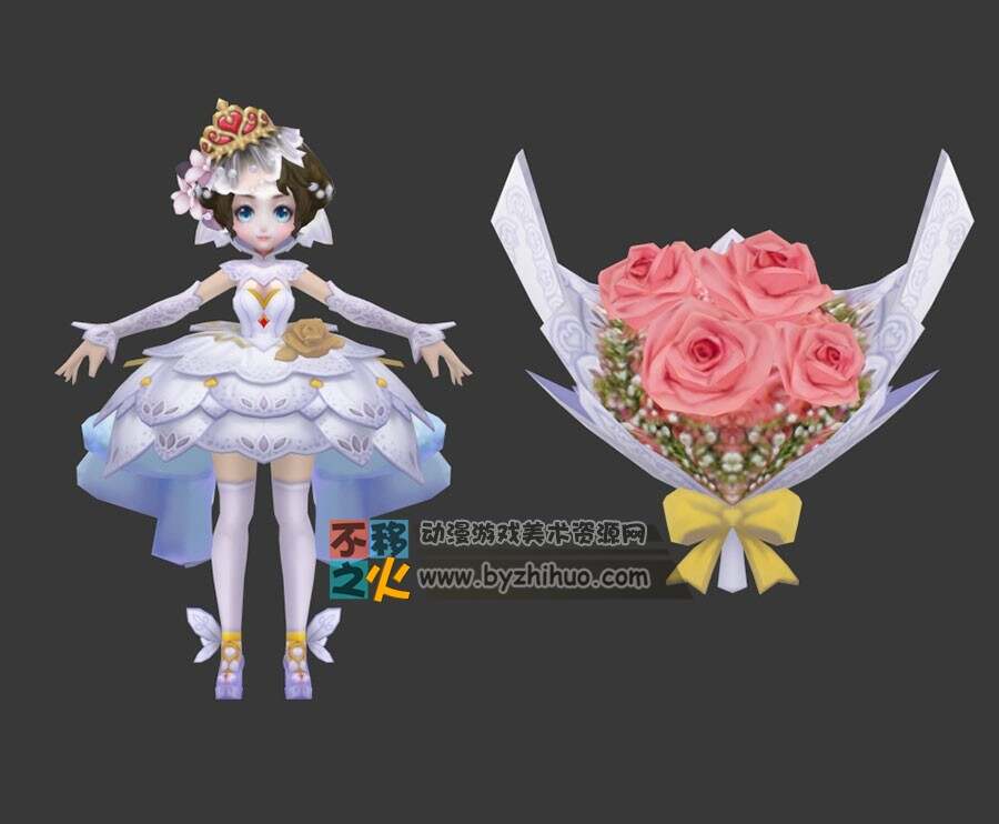 王者荣耀 小乔 白色婚纱[纯白花嫁] 3D模型