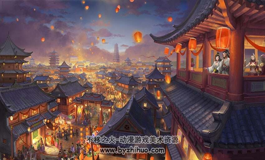 精选1796p 中国古风场景原画 游戏概念场景设定气氛图