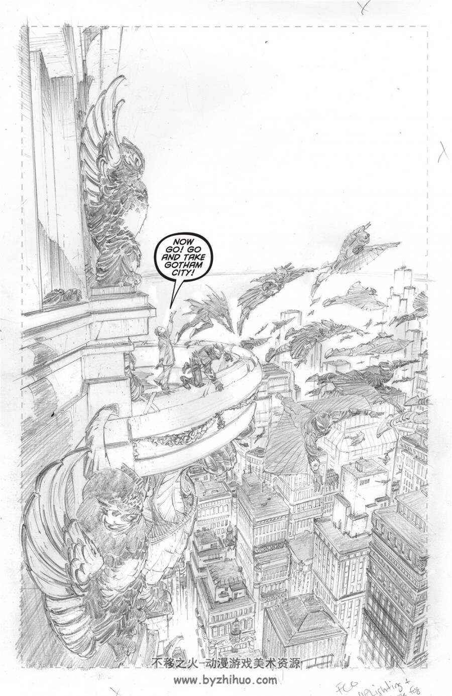 蝙蝠侠 猫头鹰法庭未上色铅笔线稿版