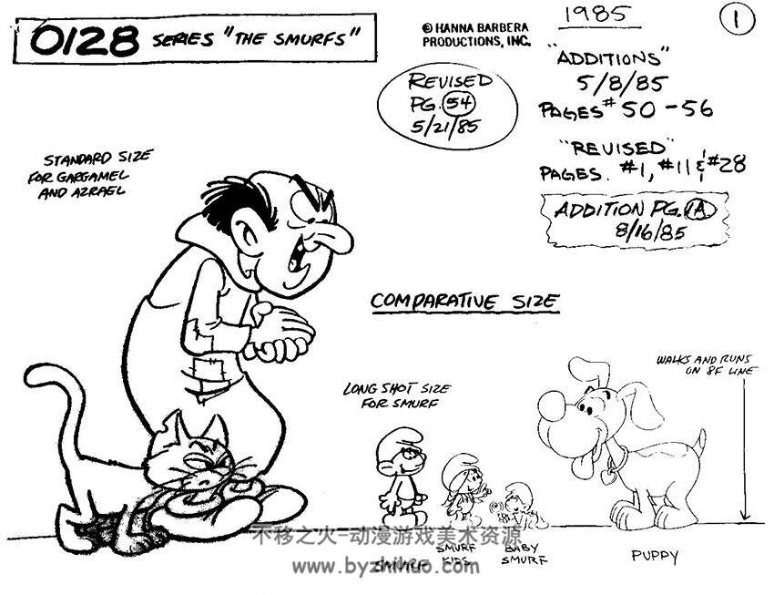 蓝精灵 The Smurfs 动画角色设定 铅笔原画手稿 178P