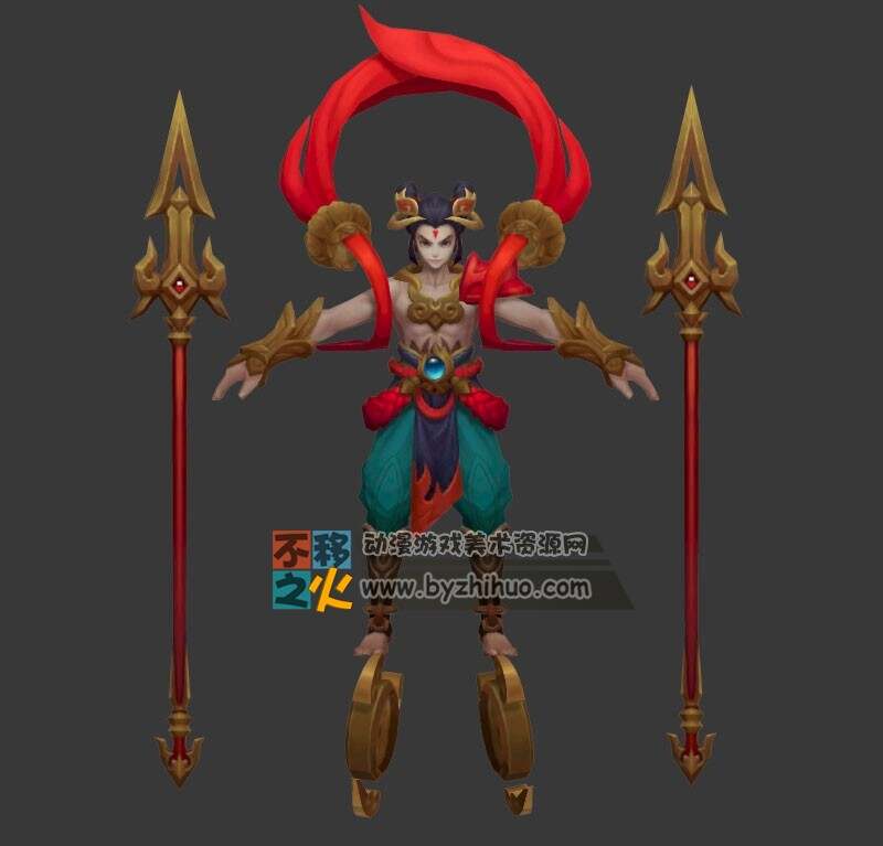 王者荣耀 哪吒[逐梦之翼][三太子][桀骜炎枪] 三款皮肤3D模型