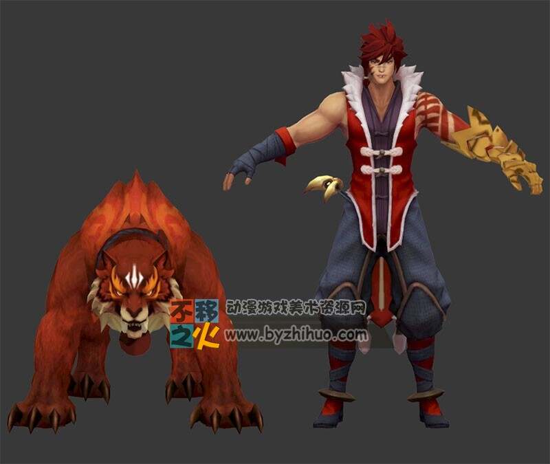 王者荣耀 裴擒虎[六合虎拳][街头旋风] 2款皮肤3D模型