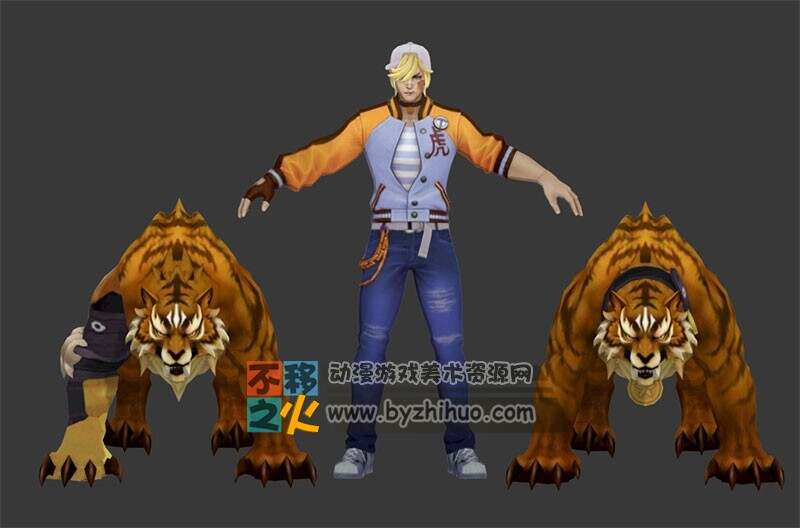 王者荣耀 裴擒虎[六合虎拳][街头旋风] 2款皮肤3D模型
