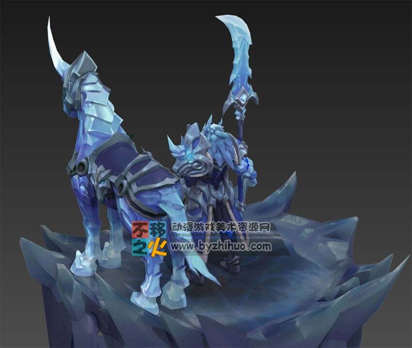 王者荣耀 关羽[冰锋战神]+战马 3D角色模型