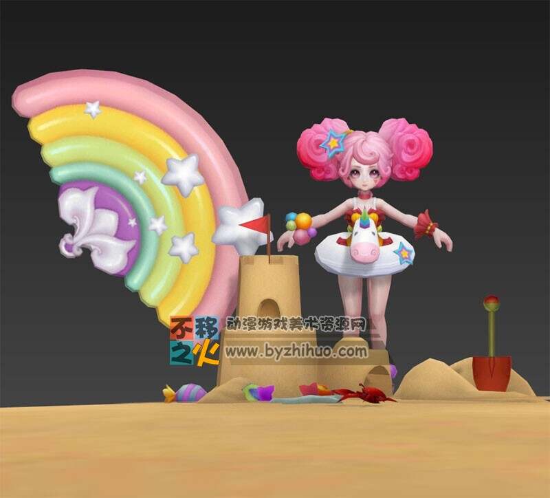王者荣耀 小乔[缤纷独角兽] 3D模型