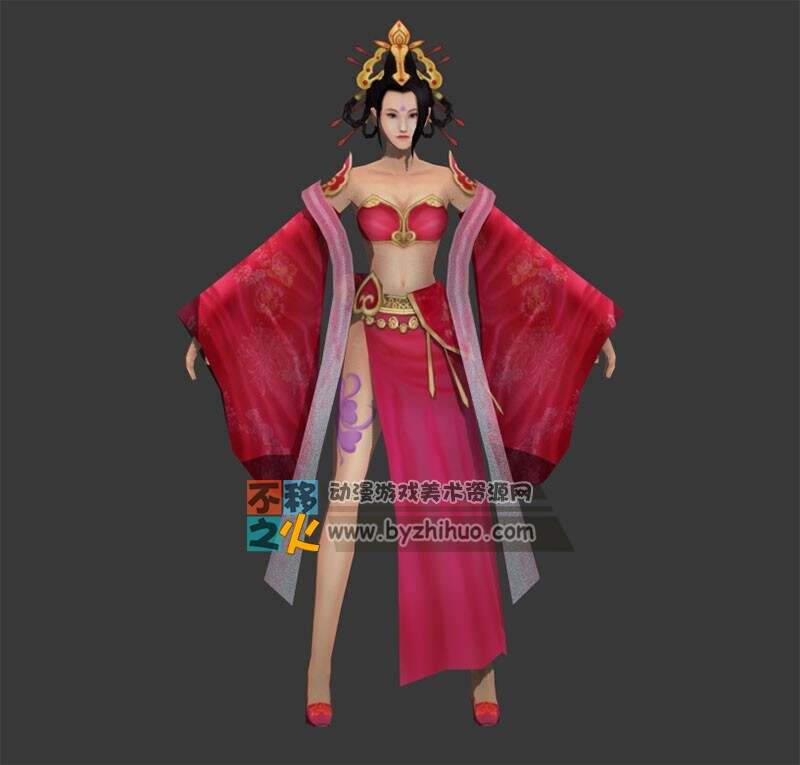 古风美女 舞姬红蔷模型