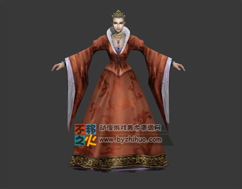 女 礼服 贵族 贵妇T-pose模型