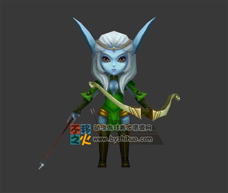 可爱 精灵 女弓箭手模型