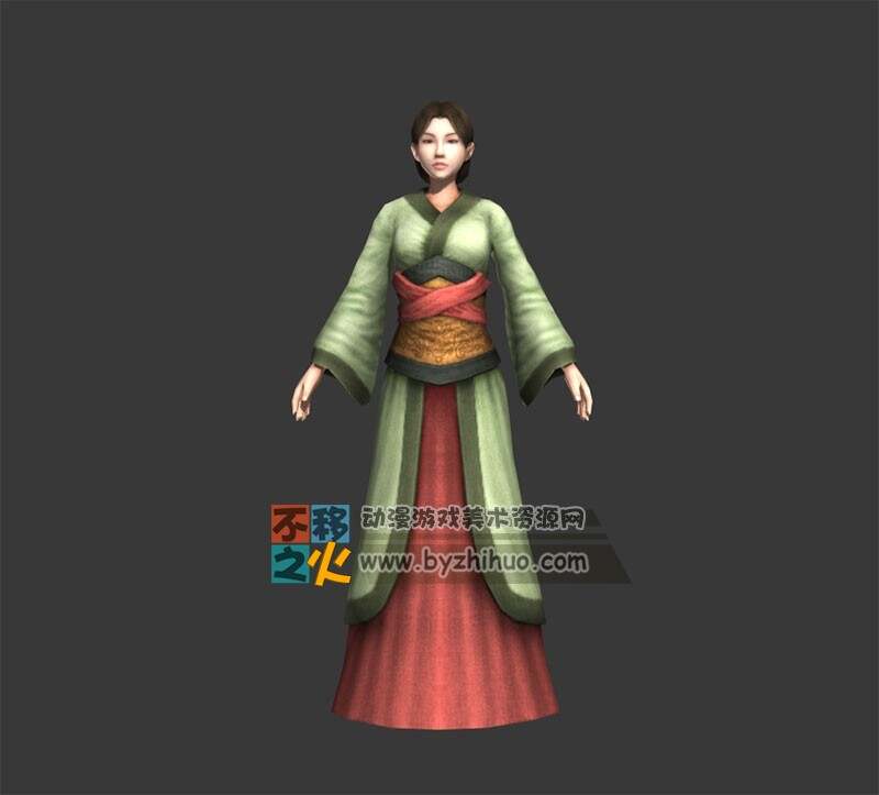 古风女NPC 3dmax模型下载