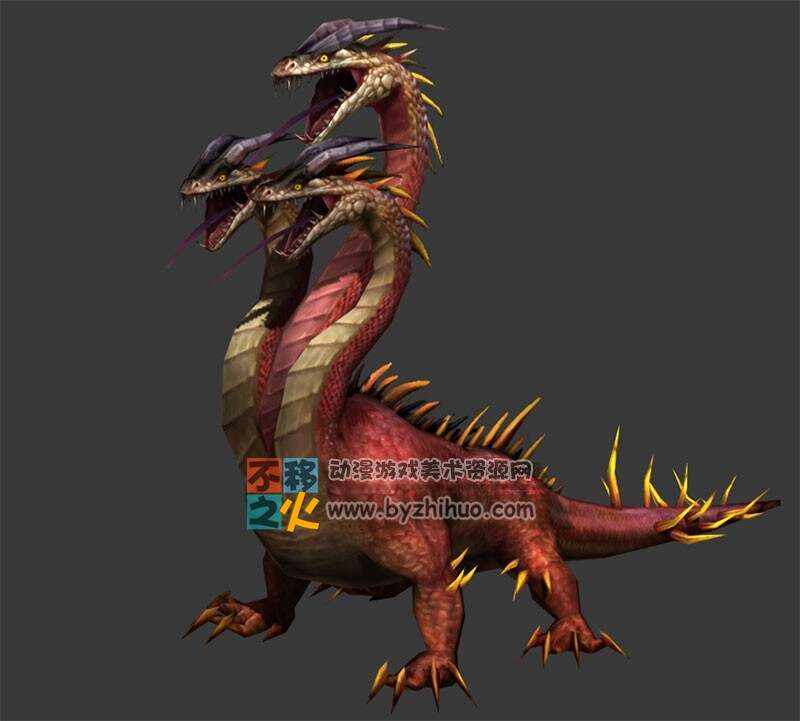 妖兽妖怪三头蛇怪模型