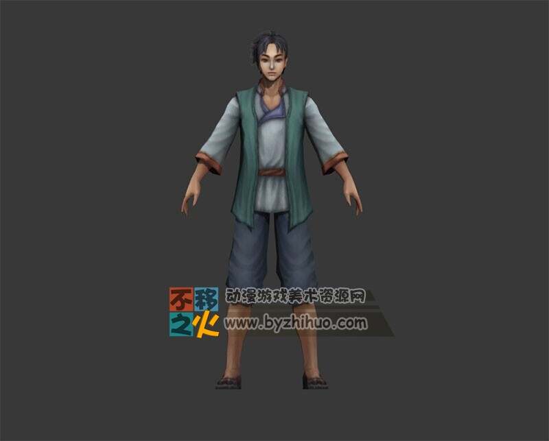 古装 男孩 少年 市民 村民模型