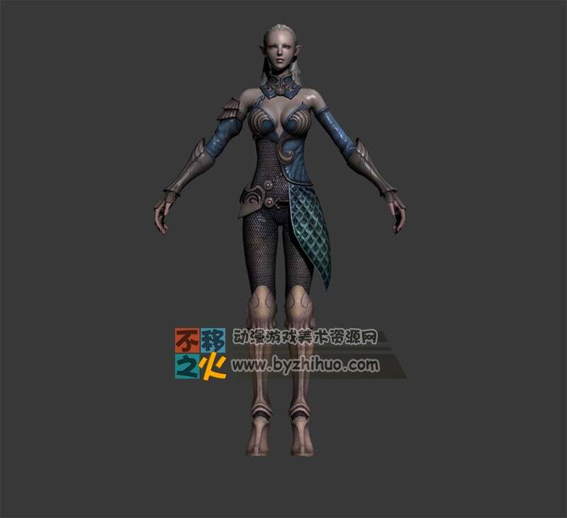 美女 金发 精灵 铠甲 战士模型