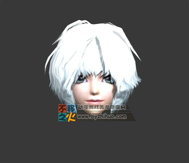 白发 羊毛卷 少女头部模型